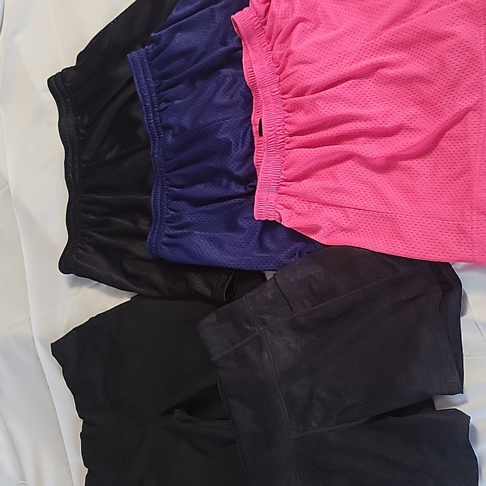 Women's Athletic Shorts Set - Black, Blue, Pink